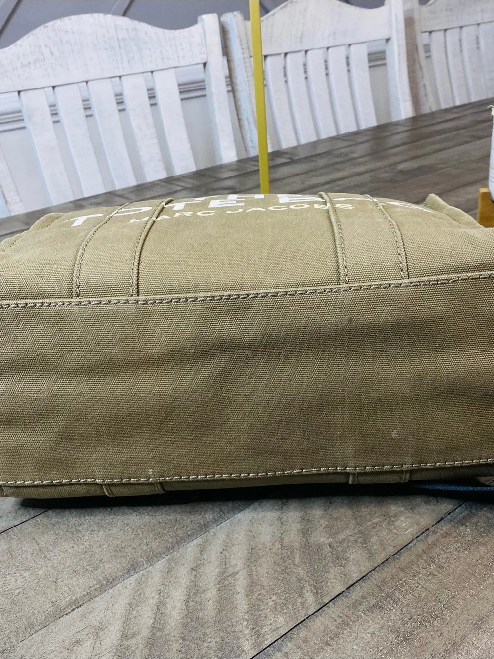 Authentic Marc Jacobs The Canvas Tote Bag Slate Green Khaki Crossbody Medium